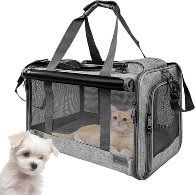 Kattenvervoerder Tas - Draagbare Reistas - Dierenarts Bezoek - Verbeterde Luchtstroom - 46 x 30 x 30 cm - Grijs