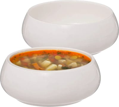 Secret de Gourmet Soepkommen/serveer schaaltjes - 4x - Nora - porselein - D15 x H6 cm - ivoor wit