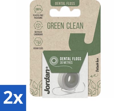 2 x Jordan - Flosdraad - Green Clean - 30 Meter - Tandenfloss - Milieuvriendelijke Tandenfloss - Duurzame Tandenfloss - Plasticvrije Tandenfloss - Vegan Tandenfloss