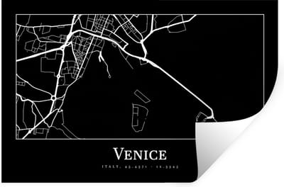 Muurstickers - Sticker Folie - Stadskaart - Venetië - Kaart - Plattegrond - Venice - 30x20 cm - Plakfolie - Muurstickers Kinderkamer - Zelfklevend Behang - Zelfklevend behangpapier - Stickerfolie