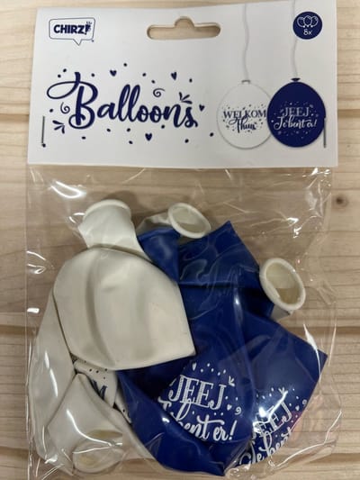 Ballonnen Welkom Thuis - Blauw wit - 8 stuks