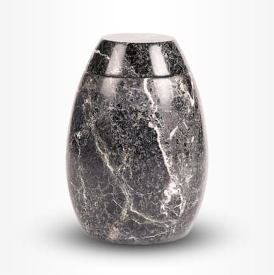 Natuursteen Urn Groot 3,7 liter Zwart Grijs - Urn voor Menselijke As - Crematie Urn voor As Volwassenen