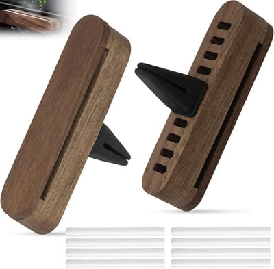 Houten geurdispensers voor de auto met 8 navulpads, luchtverfrisser, aroma-diffuser en etherische olie accessoires
