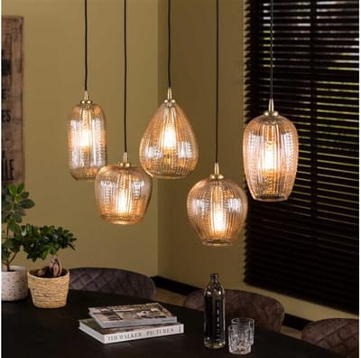 Hanglamp 5L diamond grain mix - Diamond glass