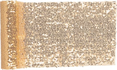 Santex Kerstdiner glitter tafelloper op rol - 2x - goud pailletten - 19 x 300 cm - polyester