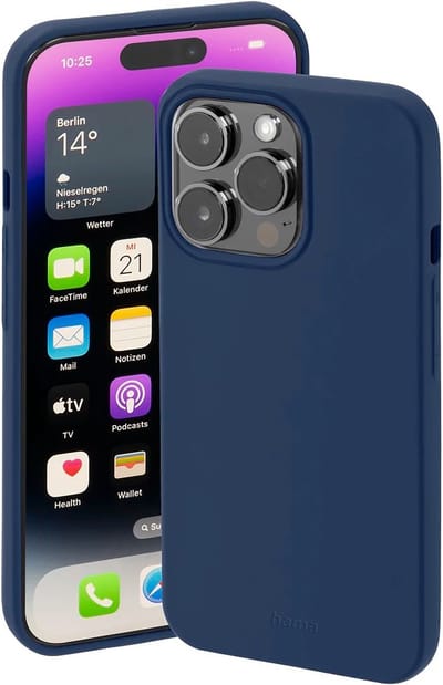Hama Finest Feel Cover Hoesje geschikt voor iPhone 14 Pro - Zijdezacht afwerking - Krasbestendig - Blauw