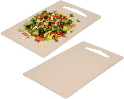 Plasticforte Keuken Snijplank - 2x - taupe - 27 x 16 cm - kunststof - voor groente, fruit, vlees en vis