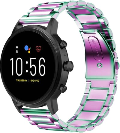 Strap-it Stalen schakel bandje - geschikt voor Fossil Gen 5 / Gen 5e 44mm / Gen 6 44mm - regenboog