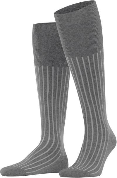 FALKE Shadow lang gedessineerd katoen kniekousen heren grijs - maat 39-40