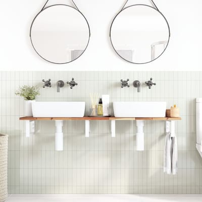 vidaXL - Badkamer - wandschap - staal - en - massief - acaciahout