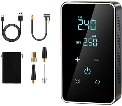 Draagbare Luchtcompressor - 4000 mAh Batterij - 6-in-1 - Touchscreen - Elektrische Fietspomp - Compressor Bandenpomp - Bandenpomp Auto - Ballenpomp - 10L/Min