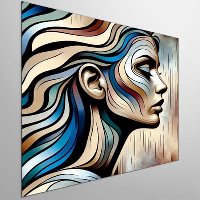 Acryl vrouw schilderij | Levendige expressie van vrouwelijkheid: Een acryl meesterwerk in kunst | Kunst - 60x60 centimeter op Dibond | Foto op Dibond