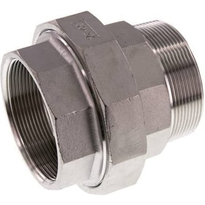 Rp 2 1/2'' x R 2 1/2'' F/M RVS Borstnippel 3-delig met Vlakke afdichting 16 Bar - FL2S-FM-SHP-212R-T