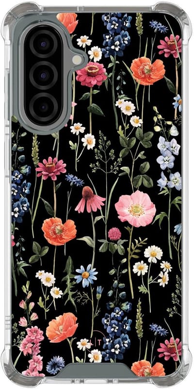 Shockproof hoesje - Geschikt voor Samsung Galaxy A36 - Dark flowers - Extra sterke case - TPU/polycarbonaat - Bloemen - Multi, Transparant
