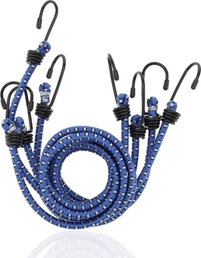 Spinbinder Blauw wit – 8-Armige Bagagebinder met 8 Haken – 4 Stuks 80 cm Ø10 mm – Voor Fiets auto en Outdoor