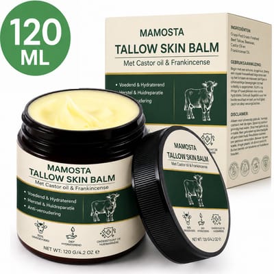 Mamosta® Beef Tallow 120 ML - Whipped - Balm - Zalf - Natuurlijk Crème - Met Castor Olie & Bijenwas - Gezicht Creme - Anti Aging