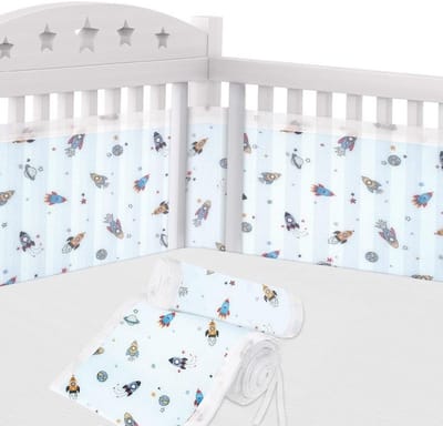Zacht en Ademend Babybed Nest met 10 Vaste Straps, Wasbaar en Comfortabel voor Baby's - 340 cm x 30 cm + 160 cm x 30 cm