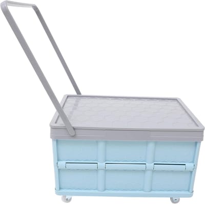 Opvouwbare Opbergbak - Rolbare Krat - Auto Kofferbak - Met Universele Wielen - 42 cm Lengte - Blauw