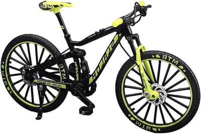 Vinger fiets model - Mini mountainbike - Bureau decoratie - Realistisch design - 17.5 x 10 cm - Groen zwart