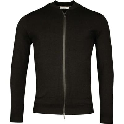 Thomas Maine Vest Uni Color Cardigan Zip Half Milano Knit Zwart / male