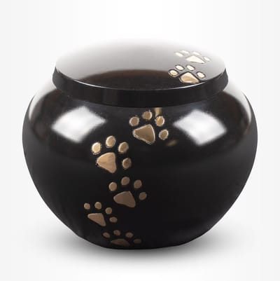 Dieren Urn Hond Middel 1,1 liter Zwart Goudkleurige Pootjes - Dieren Urn voor As Crematie - Urn Hond - Urn Kat