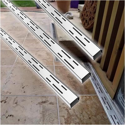 Dunne gootset - Afvoersysteem smal - Wateroverlast voorkomen - Roestvrij staal - 99 cm set - Zilver