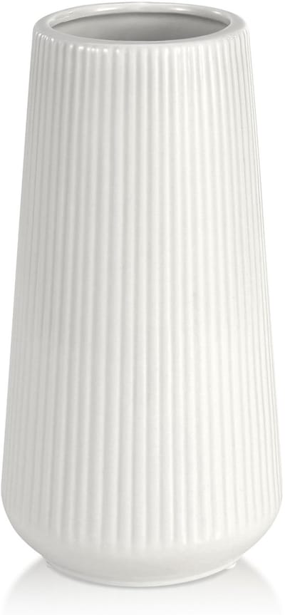 Witte Keramische Vaas 20 cm – Handgemaakte Decoratieve Bloemenvaas met Minimalistisch Design voor Tafel, Woonkamer en Kantoor – Stevig, Duurzaam en Elegant Cadeau