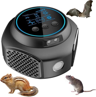Ultrasone muizenverjager met verlichting, 360° muizen verdrijven voor thuisgebruik, ultrasone muizenverjager voor de bestrijding van ratten, mieren en insecten