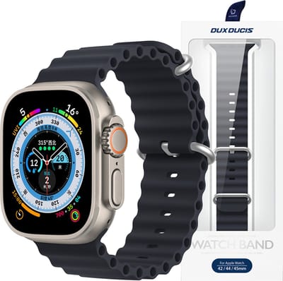 Dux - Ducis - Strap Horlogeband - 8 / 7 / 6 / 5 / 4 / 3 / 2 / SE - (41 / 40 / 38 - mm) - Siliconen - bandarmband - Grijs - (OceanWave-versie)