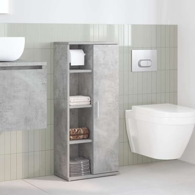vidaXL - Badkamerkast - met - rolhouder - 39x22x90 - cm - betongrijs