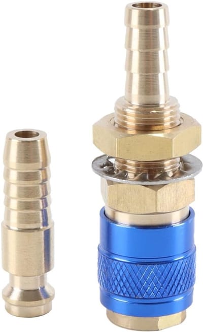 Gas- en Water Snelkoppeling voor Pijp met Binnen Diameter 8mm en Slang voor TIG Lassen - Snelle Ontkoppeling voor Gas en Watergebruik, Blauw