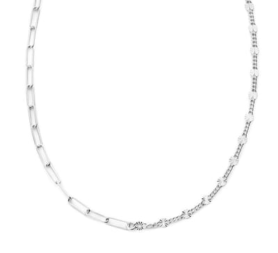 YO&NO - Ketting - Zilver - Anker - Plaatjes - 3,8mm - 45cm - Sieraden vrouw - Gerhodineerd - Zilver 925