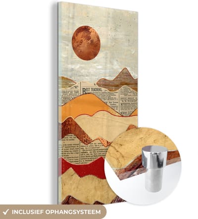 MuchoWow® Glasschilderij 20x40 cm - Schilderij acrylglas - Vintage - Krant - Marmer - Foto op glas - Schilderijen