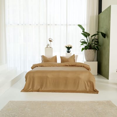 Kayori Shan Dekbedovertrek TENCEL™ Lyocell - 140x200-220 + 1 sloop - Verkoelend slapen - Eenpersoons - Goud