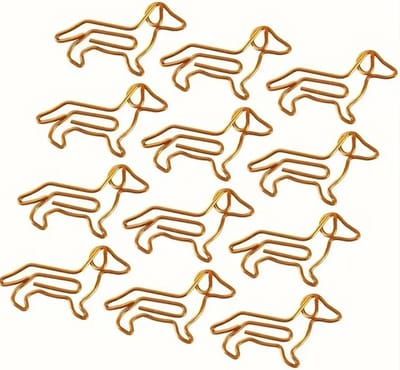 Teckel - paperclip - paperclips - goud - gouden paperclips - teckelvorm - teckelsilhouet - teckel paperclip - hond - 20 stuks - 3,8x2,1cm