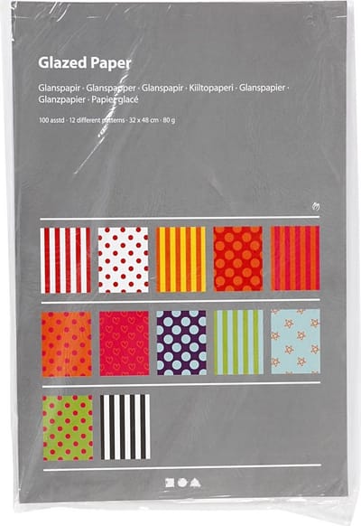 Glanspapier, patroon, vel 32x48 cm, 80 gr, diverse kleuren, 100 div vellen