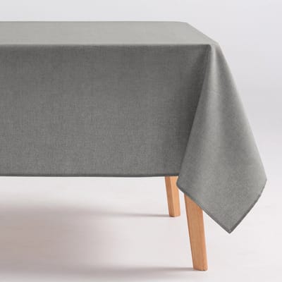 GAMUSI - GAMUSI INDIRA Tafelkleed - Vlekbestendig - Effen Design - 70% Katoen / 30% Polyester- 140 x 100 cm - Donkergrijs - Tafellaken met Vlekwerende Coating - Landelijke Stijl