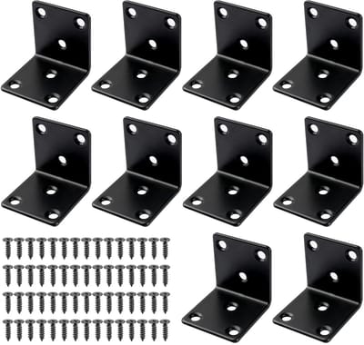 Hoekverbinders - Hoekklemmen Gatplaten - Houten Constructies Bevestigen - 90 Graden Zware Belasting - 40x40x40mm - Zwart