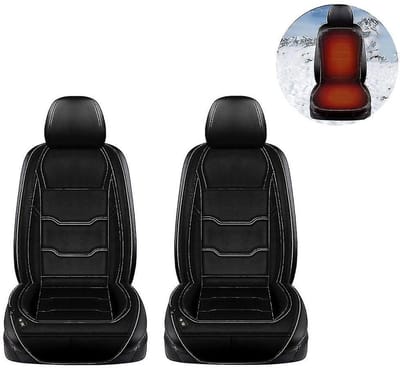 KZQ Autostoel Verwarming Warmtekussen Stoelverwarmer 12V 24V Universele Autostoel Bekleding Met Temperatuurregeling Zachte Imitatie Kasjmier Hoes 2 Stuks Zwart