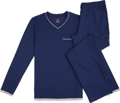 La-V pyjamaset met V hals voor heren donkerblauw M
