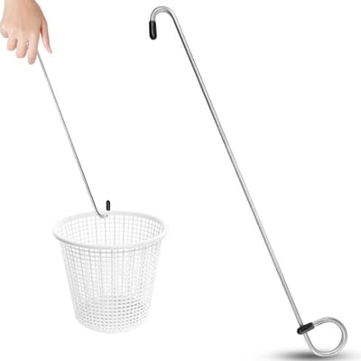 Dailygoods- Zwembad Skimmer Roestvrij Staal - Skimmer Mand - Deksel Verwijder Tool - Lichtgewicht - Duurzaam - Handbescherming