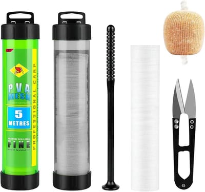 PVA-net voor vissen, 5 m, 18 mm/25 mm/37 mm, visset met schaar, snel smelten en trechter