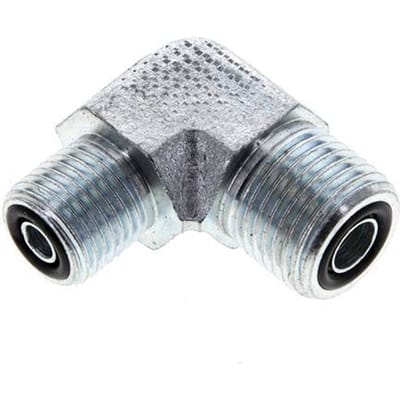 UN 11/16''-16 x UNF 9/16''-18 Buitendraad Verzinkt Stalen L-Fitting 90graden ORFS 630 Bar - Hydrauliek - FL2E-M-EZ-011U-009U-O