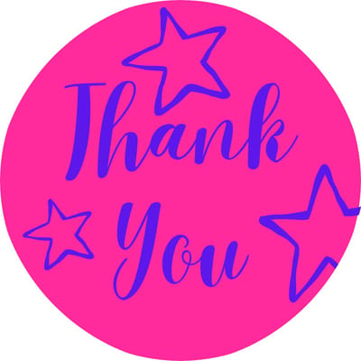 Stickers - "THANK YOU" - 39mm - 250 Stuks - Roze / Metallic Blauw - Serie (Neon Vibes) - Sluitsticker - Etiketten - Stickers Bullet Journal - Volwassenen / Kinderen - Cadeaus - Decoratie