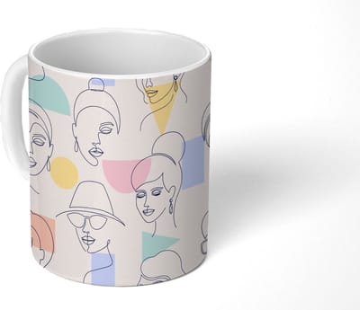 Mok - Koffiemok - Meisje - Vrouwen - Patronen - Pastel - Girl - Kids - Kinderen - Kindje - Mokken - 350 ML - Beker - Koffiemokken - Theemok