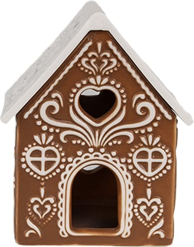 Clayre & Eef Waxinelichthouder Gingerbread house 7x8x9 cm Bruin Porselein