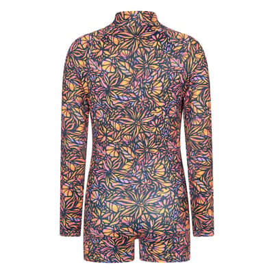 Mountain Warehouse Kinderen Mira Bloemen Langsleeve Rash Guard (Neon Oranje)