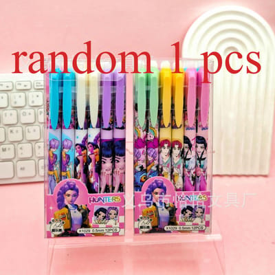 Mooie hete K-pop Demon Hunters 0,5 mm Uitwisbare Gelpen - Navulbare en Intrekbare Zwarte Inkt Friktiepen voor Schoolkantoorartikelen blue