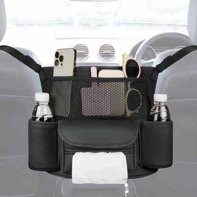 Allecto - Autostoel Opbergtas - Grote Capaciteit - Duurzaam en Lichtgewicht - Roze - Auto Organizer - Meerdere Zakken - Geschikt voor Handtassen en...