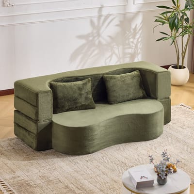 Wishdor - Opvouwbare Slaapbank - 2-In-1 - Modern - Woonkamer Of Logeerkamer - Schuim - Groen